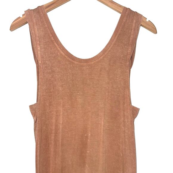 Anama Camel Tan Longline Split Hem Tank Top Tunic Size Small - Picture 2 of 15